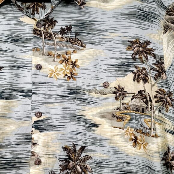 CAMPIA Moda Mens Hawaiian Aloha Shirt XXL Palm Tree Print Short Sleeve - Picture 3 of 8